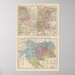 Wien, Prag, BudaPest Map Poster