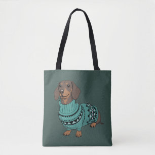 Wiener Dog Christmas Ugly Sweater Dachshund Pet  Tote Bag
