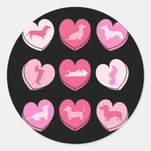 Wiener Dog Dachshund Hearts Candy Valentines Day D Classic Round Sticker