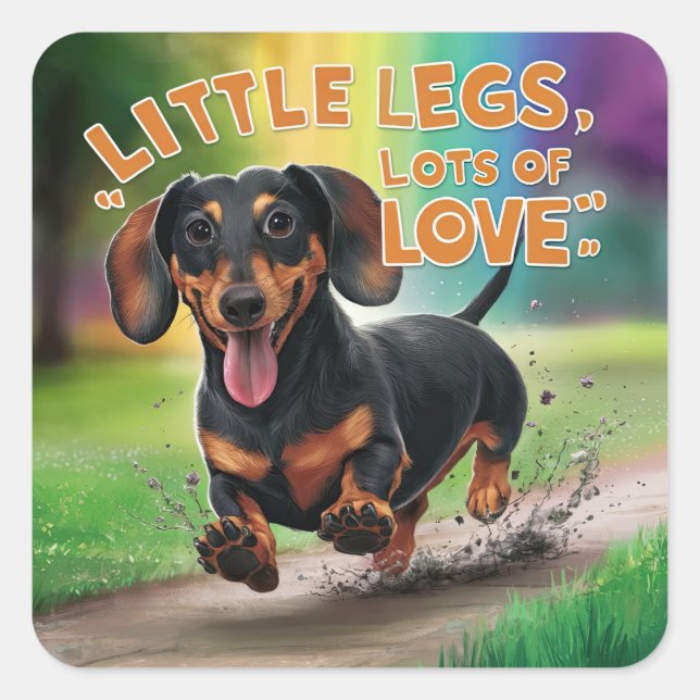 Wiener Dog Little Legs Lots of Love Square Sticker (Front)
