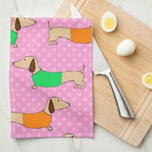 Wiener Dog Polka Dot Baker Tea Towel