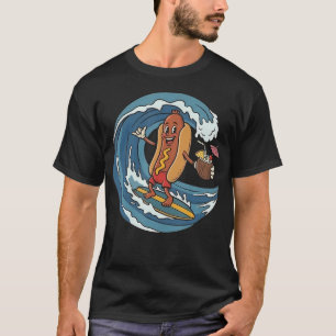 Wiener Wave Funny Surfing Hotdog Summer Beach T-Shirt