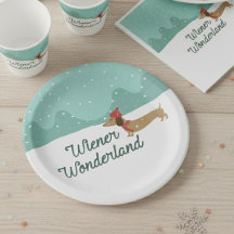 Wiener Wonderland Dachshund Christmas Party Plates