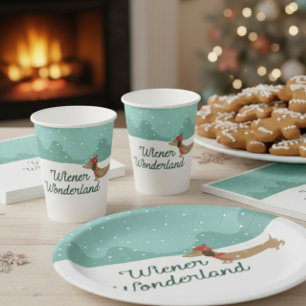 Wiener Wonderland Doxie Christmas Party Paper Cups