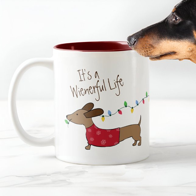 Wienerful Life Dachshund Christmas Mug (Life is Wienerful dachshund christmas coffee mug for wiener dog moms, doxie dads & sausage dog love )