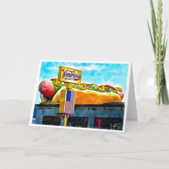 Wienerlicious Hot Dog Landmark Greeting Card  (Front)