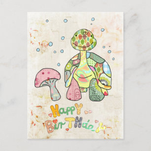 Wiesenschildkröte zum Geburtstag Postcard