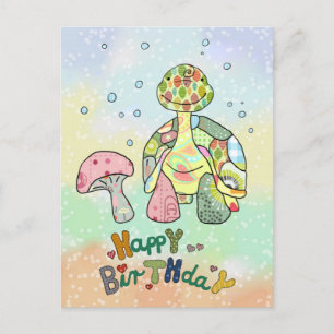 Wiesenschildkröte zum Geburtstag Postkarte Postcard