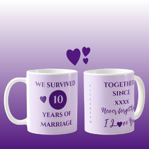 Wife 10 years of marriage est year purple coffee mug