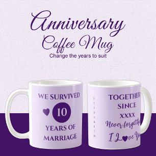 Wife 10 years of marriage est year purple coffee mug