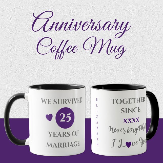 Wife 25 years of marriage est year purple mug (Creator Uploaded)