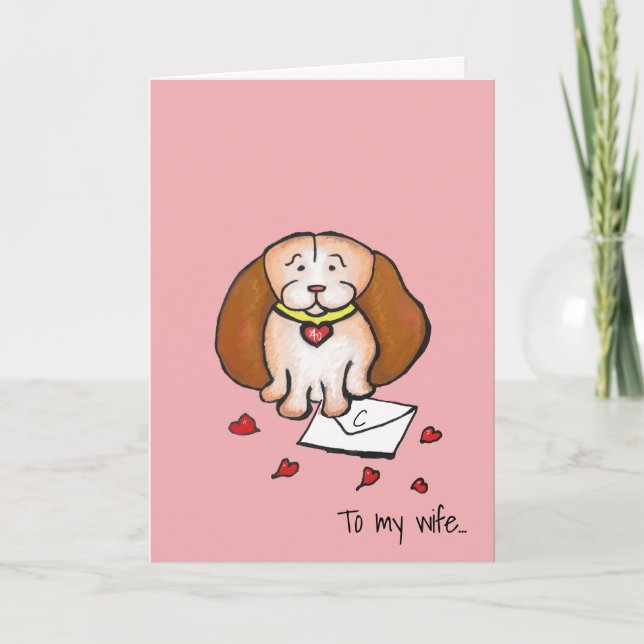 wife 40th ruby wedding anniversary cute dog card (Front)