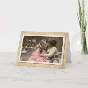 Wife 45th Anniversary Vintage Sweet Kiss Card