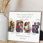Wife 4 Vertical Photo Loving Words Delicate Leaf Plaque<br><div class="desc">Feminine photo plaque gift for wife for wedding anniversary, birthday etc - or very easy to personalise for any special someone or family member. The photo template displays 3 of your favourite photos in vertical format with rounded corners. Lettered with loving wording in clear, handwritten script, which reads "[name] I...</div>