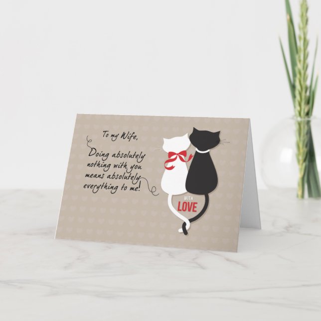 Wife Anniversary Black and White Cats in Love  Card (Front)