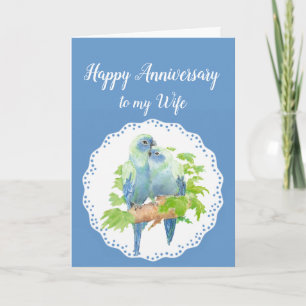 Wife Anniversary, Cute Romantic Parrots, Birds Card