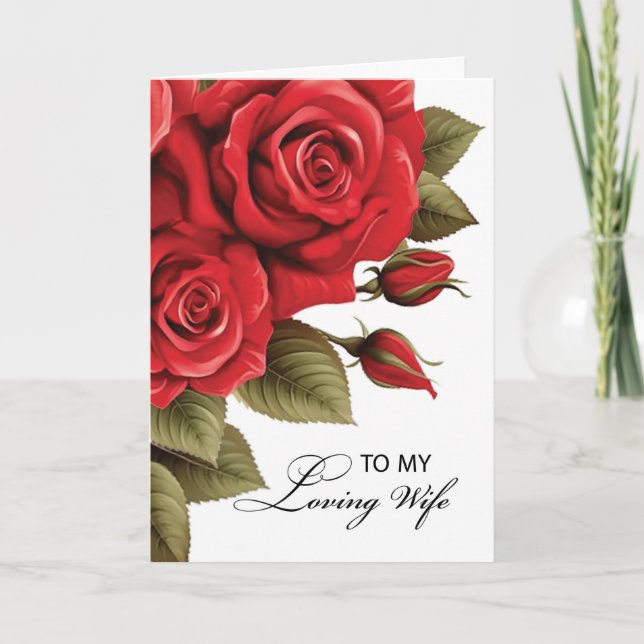 Wife Anniversary Love and Red Roses Card (Front)