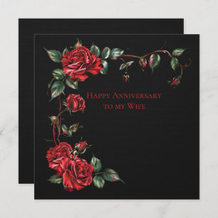 Wife Anniversary Red Roses Frame On Black Card