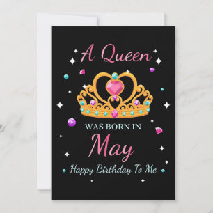 Wife Art A Queen Was Born In May Invitation
