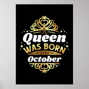 Wife Art A Queen Was Born In October Poster