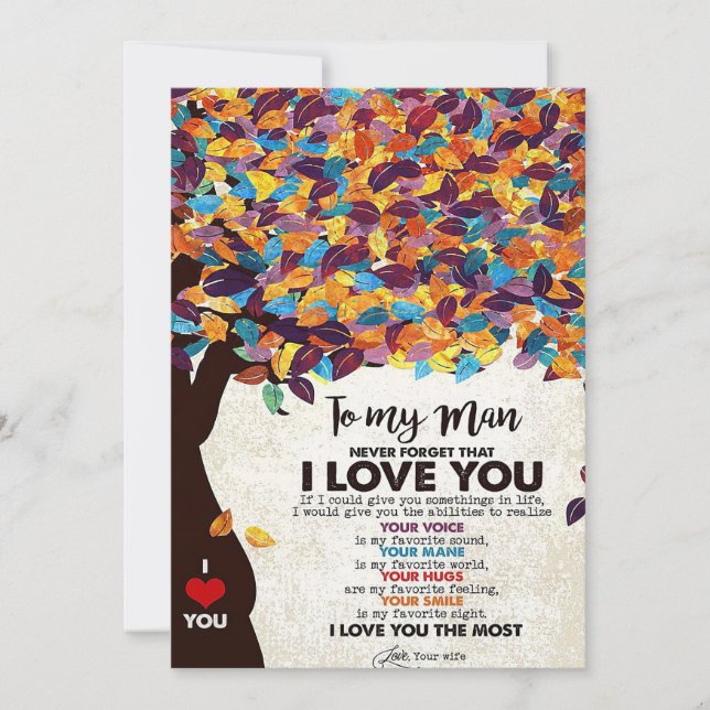 Wife Art To My Man I Love Husband Thank You Card (Front)