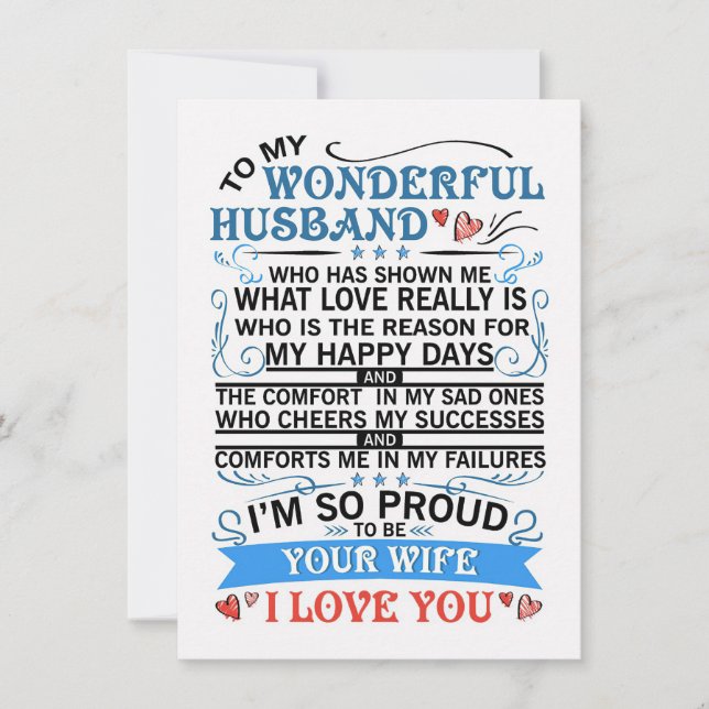 Wife Art To My Wonderful Husband Invitation (Front)