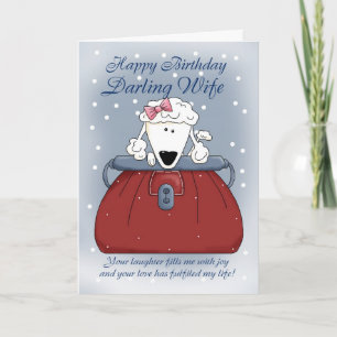 Wife Birthday Card - Cute Puppy Purse Pet