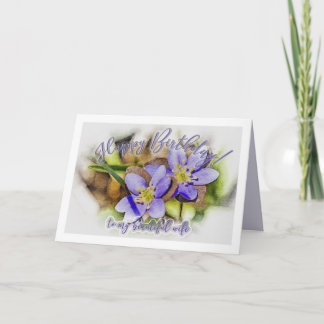 Wife Birthday - Hepatica Wildflower Card