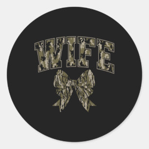 Wife Camo Coquette Bow Camouflage Hunting Woman Du Classic Round Sticker