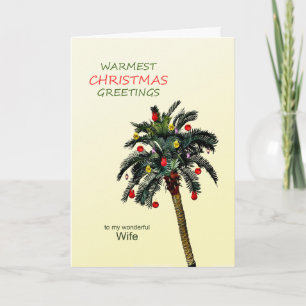 Wife Christmas Greetings Palm Tree Holiday Card