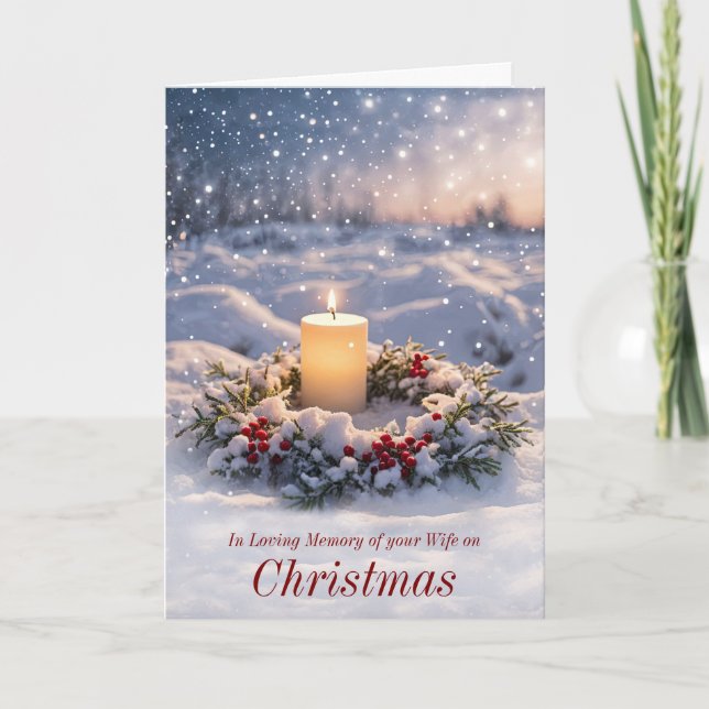Wife Christmas Remembrance with Memorial Candle  Card (Front)
