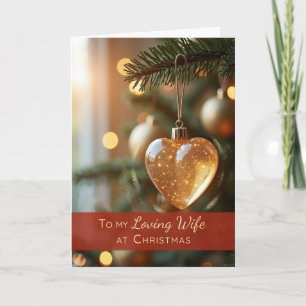 Wife Christmas Romantic Love Heart Ornament Card