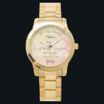Wife Coral Wedding Anniversary Watch<br><div class="desc">Gorgeous Vintage Rose effect personalised Wife Coral Wedding Anniversary Watch gift.</div>