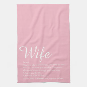 Wife Definition Elegant Script Girly Pink Fun Tea Towel
