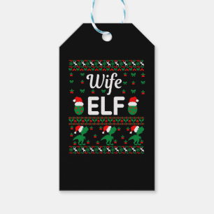 wife elf christmas ugly sweater gift tags