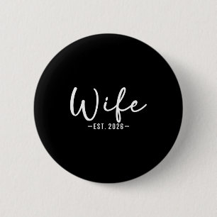 Wife est 2026 just married couple wedding honeymoo 6 cm round badge