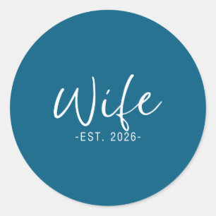 Wife est 2026 married honeymoon wedding couples classic round sticker
