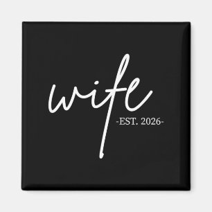 Wife Est 2026 Married Honeymoon Wedding Couples Magnet