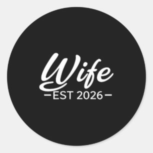 Wife Est 2026 Shirt Married Honeymoon Wedding 1 Classic Round Sticker