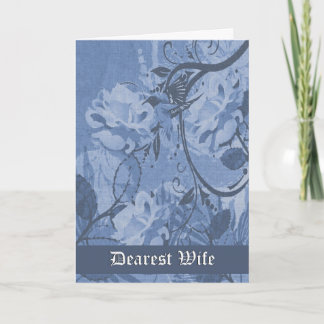 Wife - Final Good-bye/Farewell - Blue Tone Floral Card