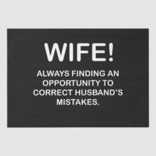 Wife Funny Typography Wife Tissue Paper