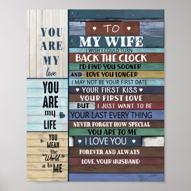 Wife Gift | Letter To My Wife Love From Husband Poster (Front)