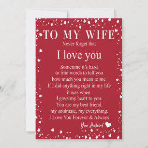 Wife Gifts   Letter To My Wife Love From Husband Holiday Card