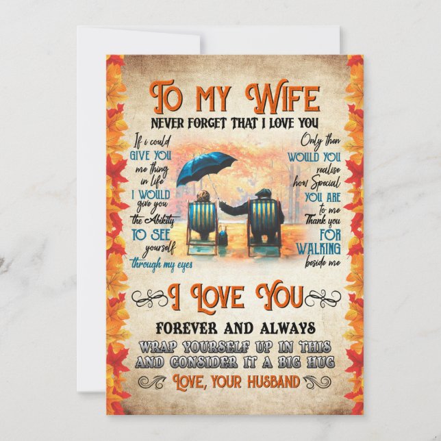 Wife Gifts | Letter To My Wife Love From Husband Holiday Card (Front)