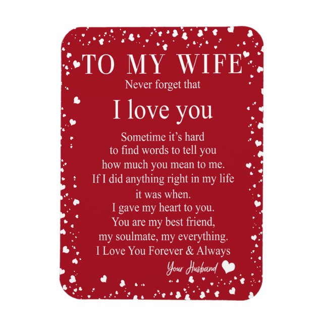 Wife Gifts | Letter To My Wife Love From Husband Magnet (Vertical)