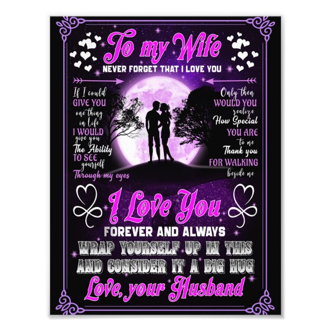 Wife Gifts | Letter To My Wife Love From Husband Photo Print (Front)