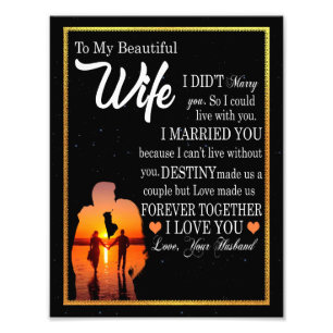 Wife Gifts Letter To My Wife Love From Husband Photo Print