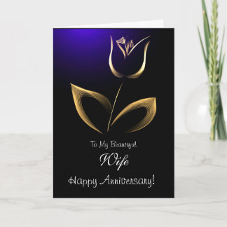 Wife / Happy Anniversary - Fractal Tulip Card