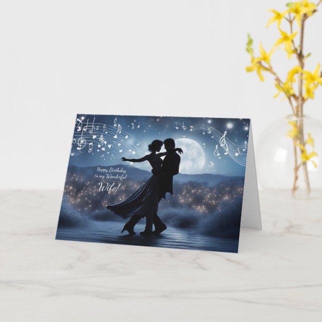 Wife Happy Birthday Romantic Couple Dancing  Card (Yellow Flower)