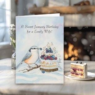 Wife Happy January Birthday Nuthatch  Card